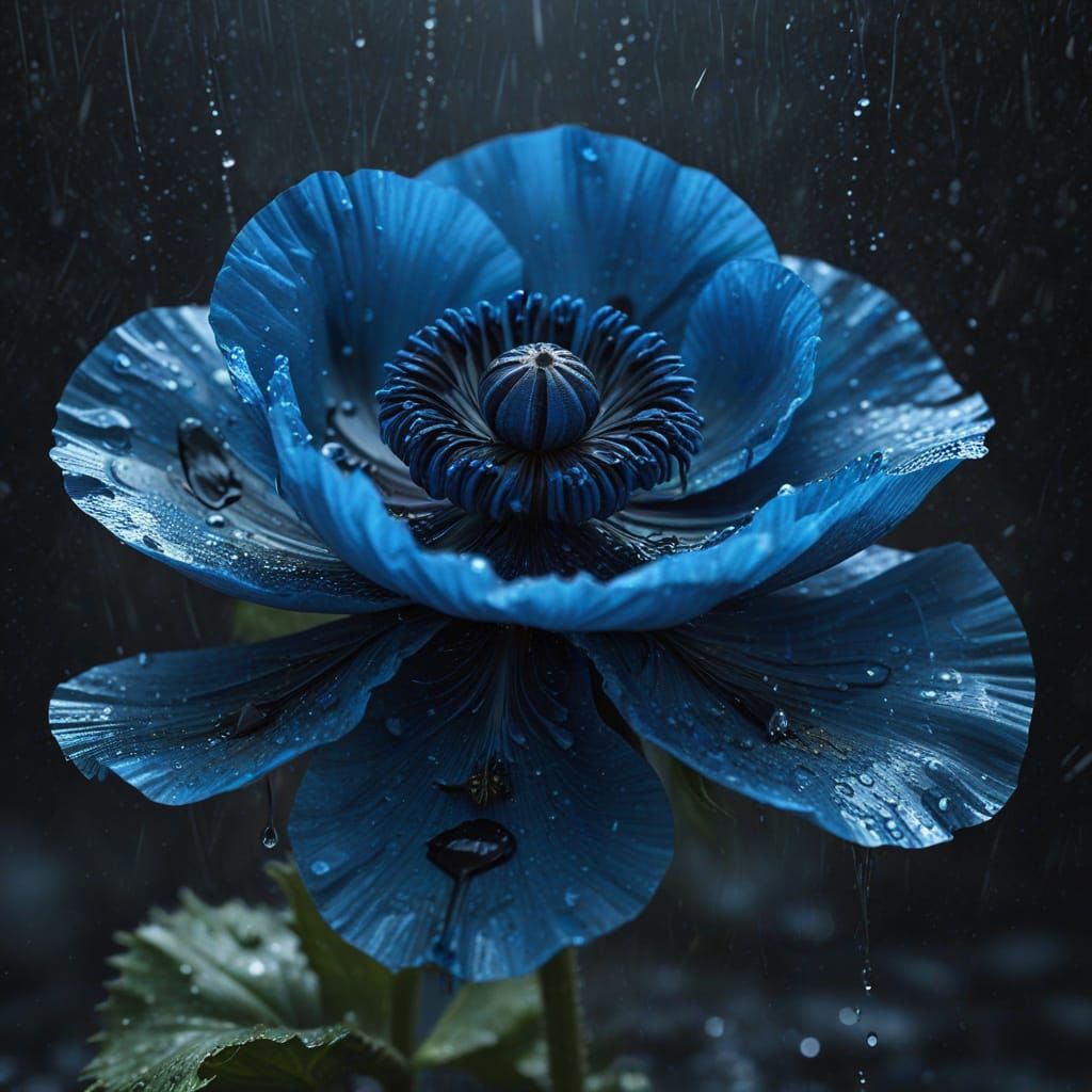 Blue Poppy Drowning: An Impasto Oil Painting