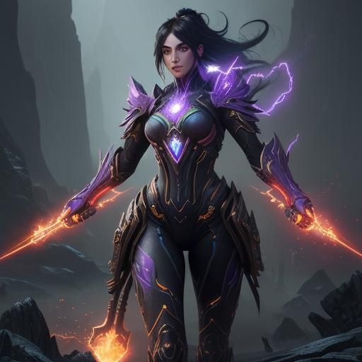 Electric Energy Woman: Detailed Matte Painting