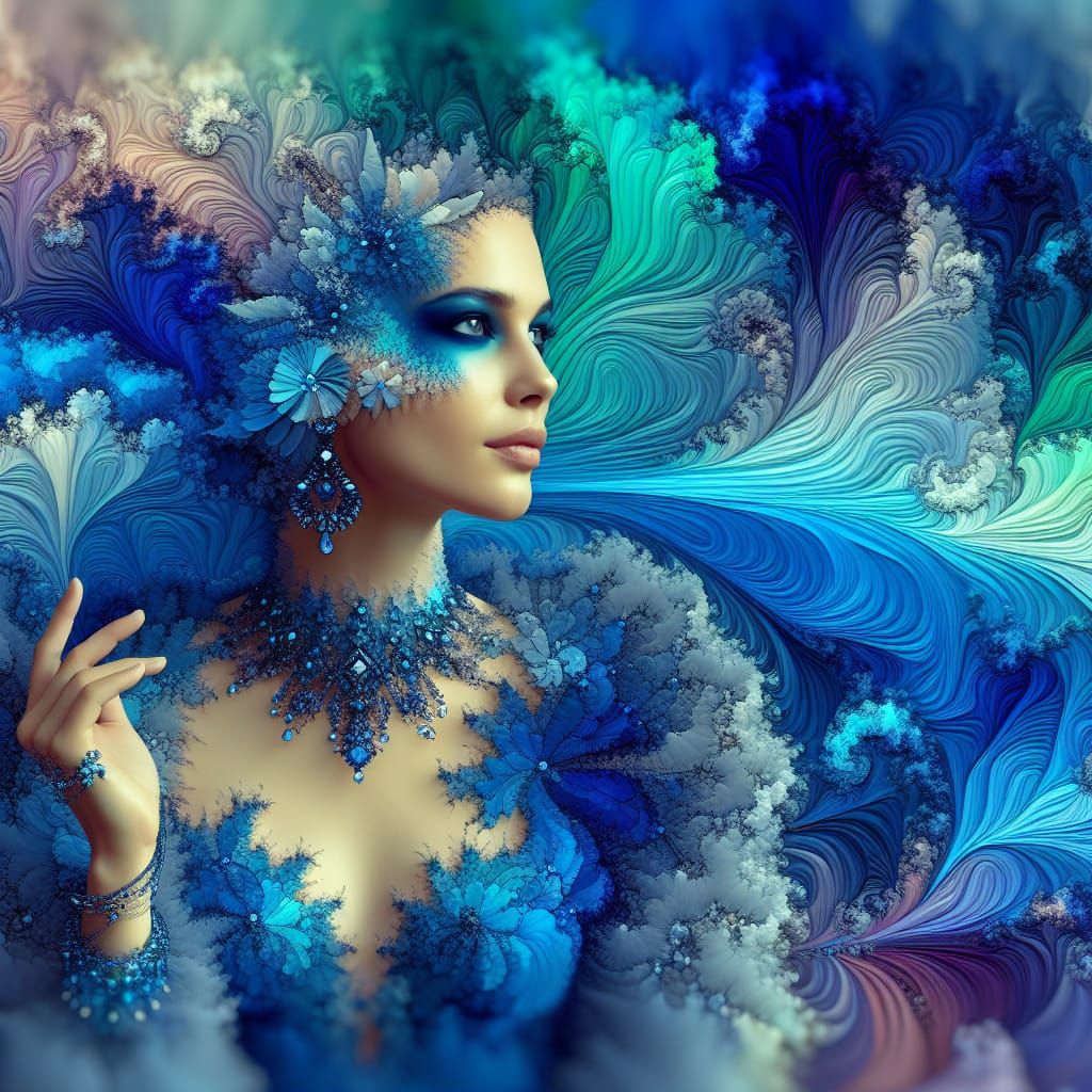 A Youthful Lady in Vibrant, Operatic Attire Amidst a Relaxin...