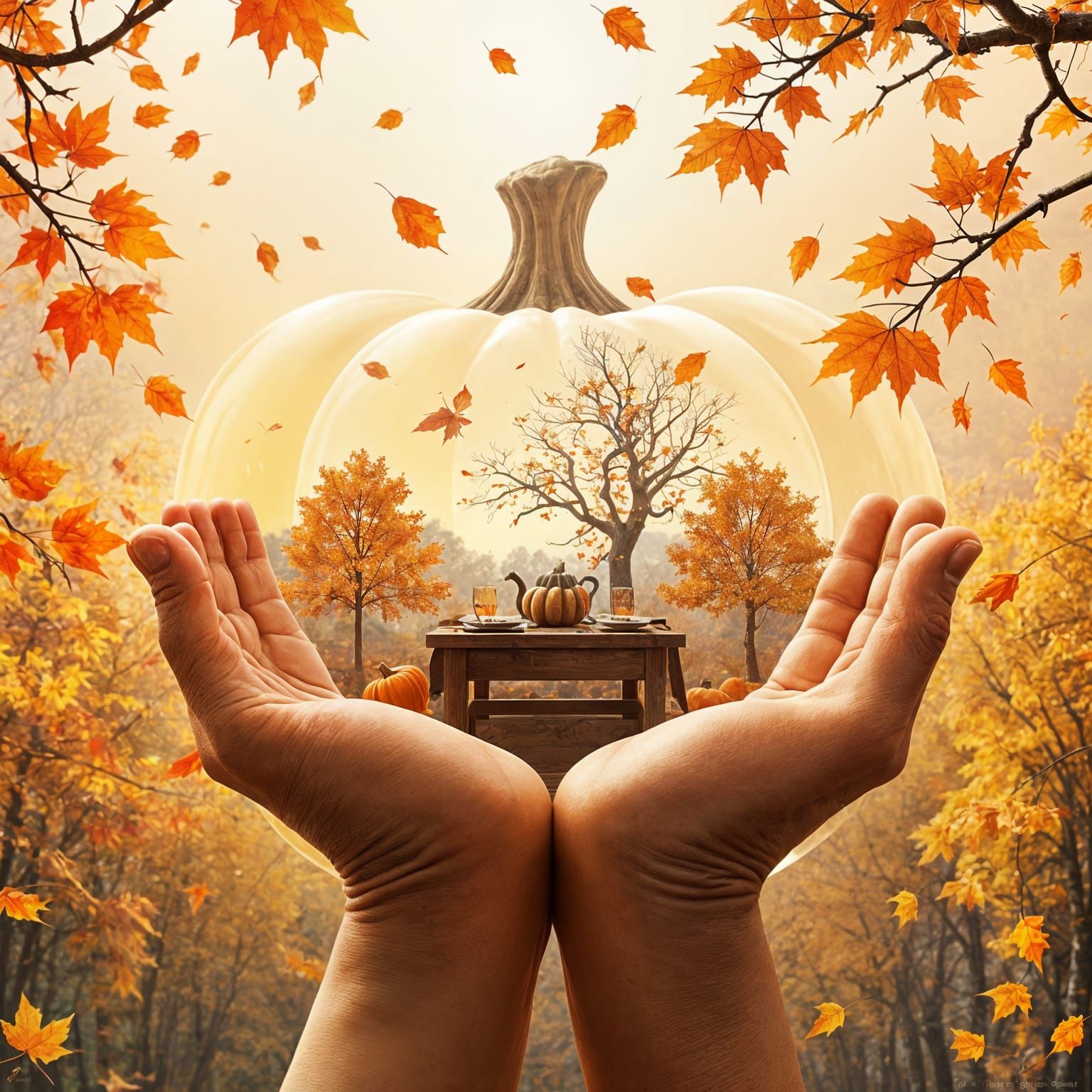 Autumn Feast in Open Hands: Matte Painting