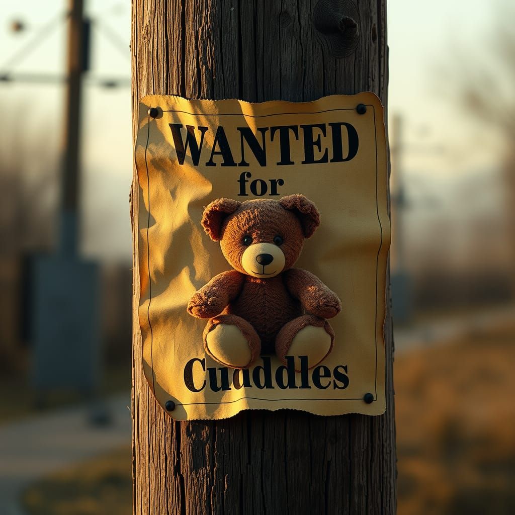 Teddy Bear Wanted Poster in Cinematic Style