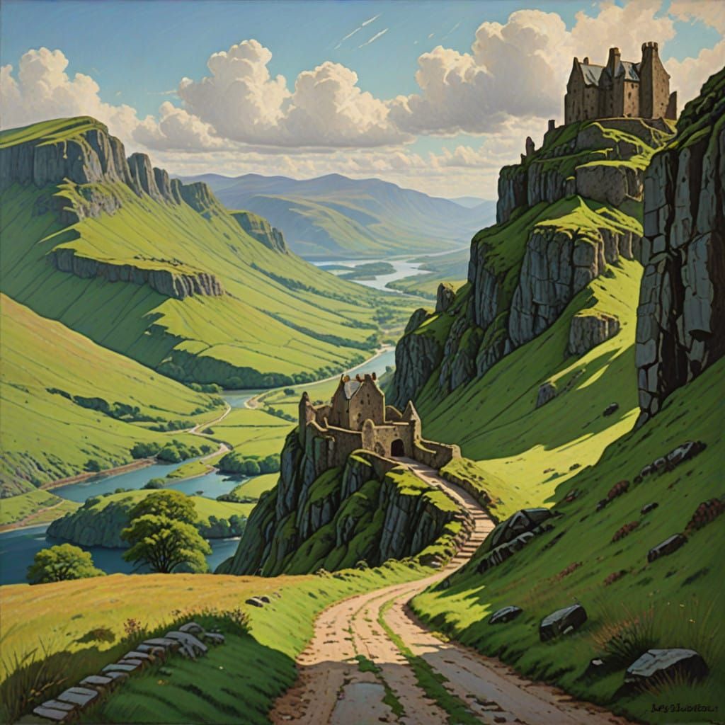 Enchanted Highland Road to Ancient Castle Ruins