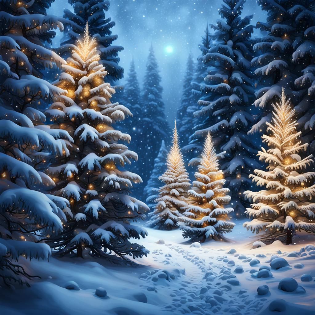 Vivid Winter Wonderland Scene with Hyperrealistic Christmas ...