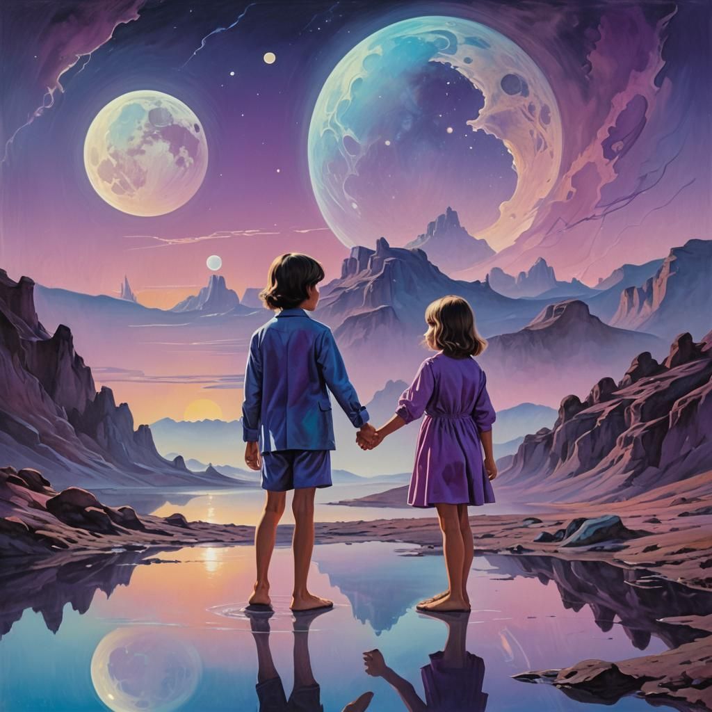 Surreal Double Exposure Portrait with Alien Landscape