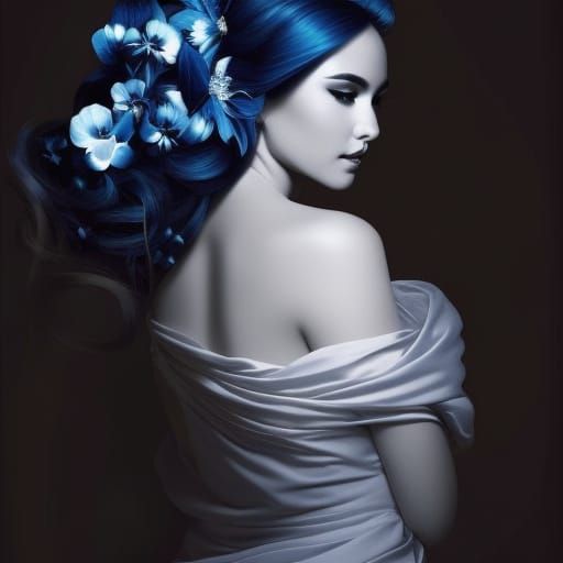 Fantasy Portrait of Girl with Flowers, Poster Art