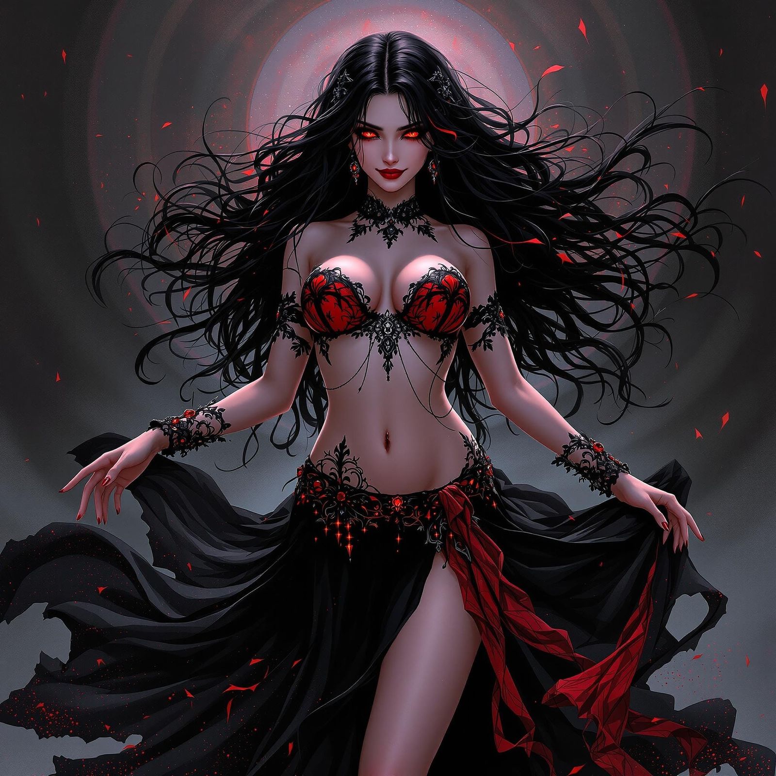 Gothic Anime Goddess in Dominant Pose