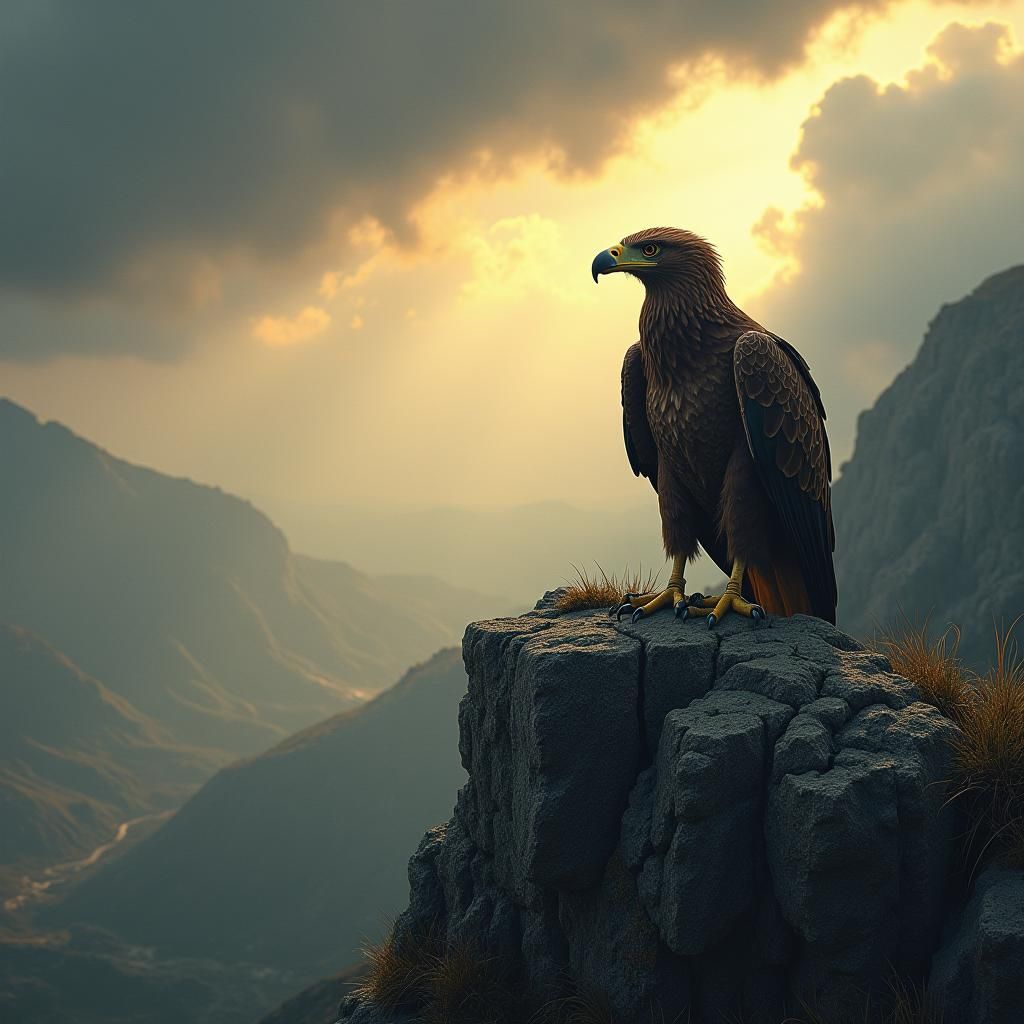 Majestic Eagle Surveys Stormy Landscape