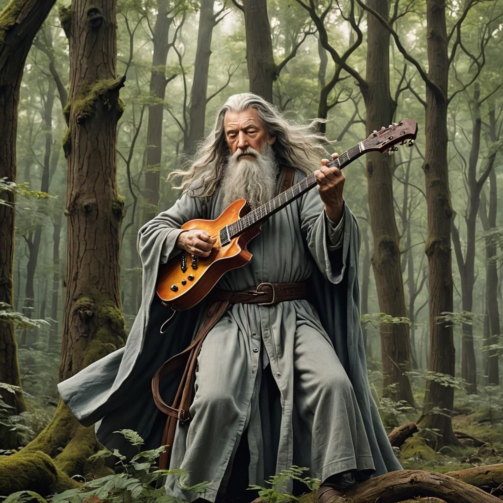 Gandalf Plays Guitar Solo in Forest