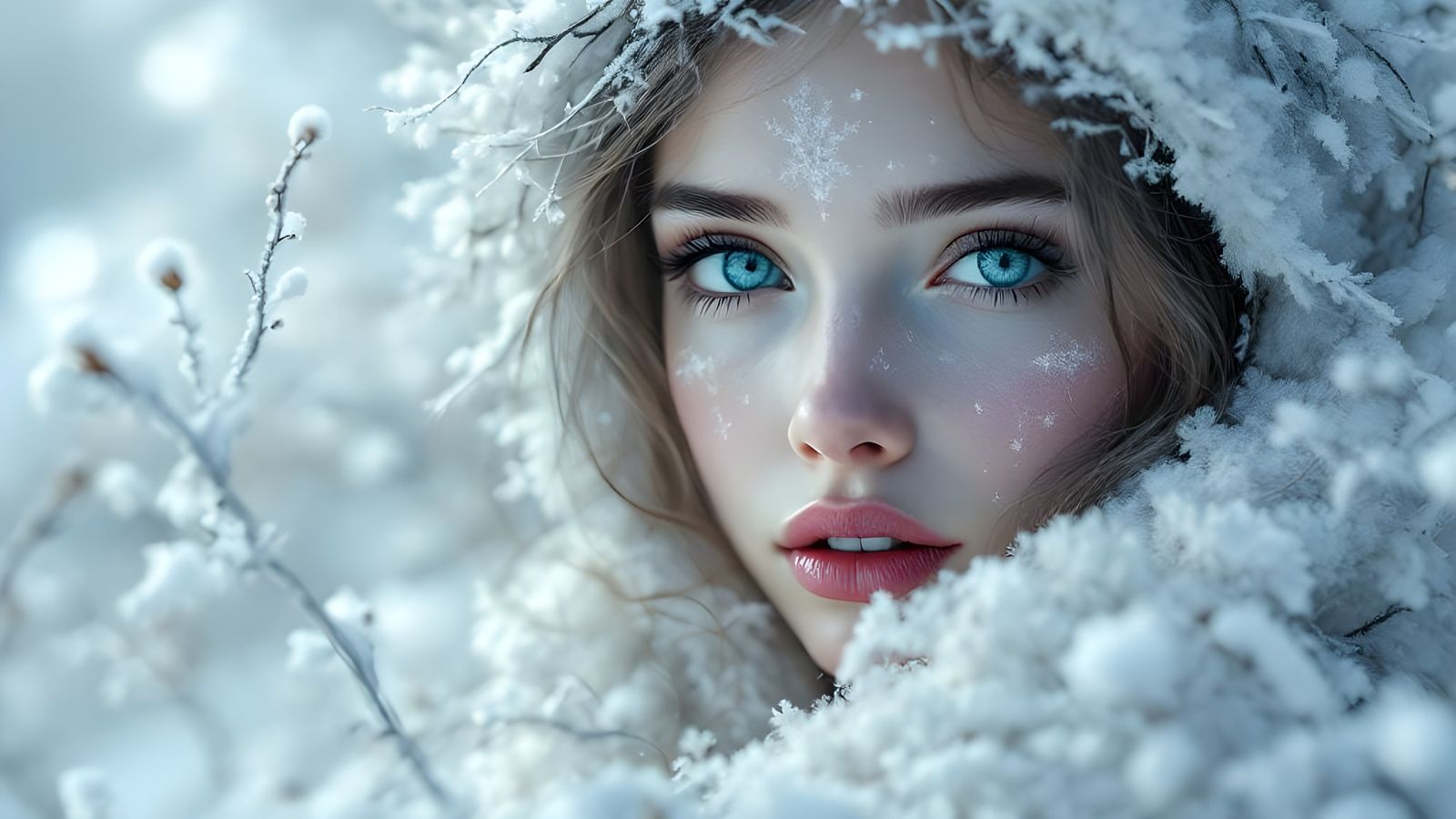 Icy Winter Queen Portrait in Hyperrealistic Style
