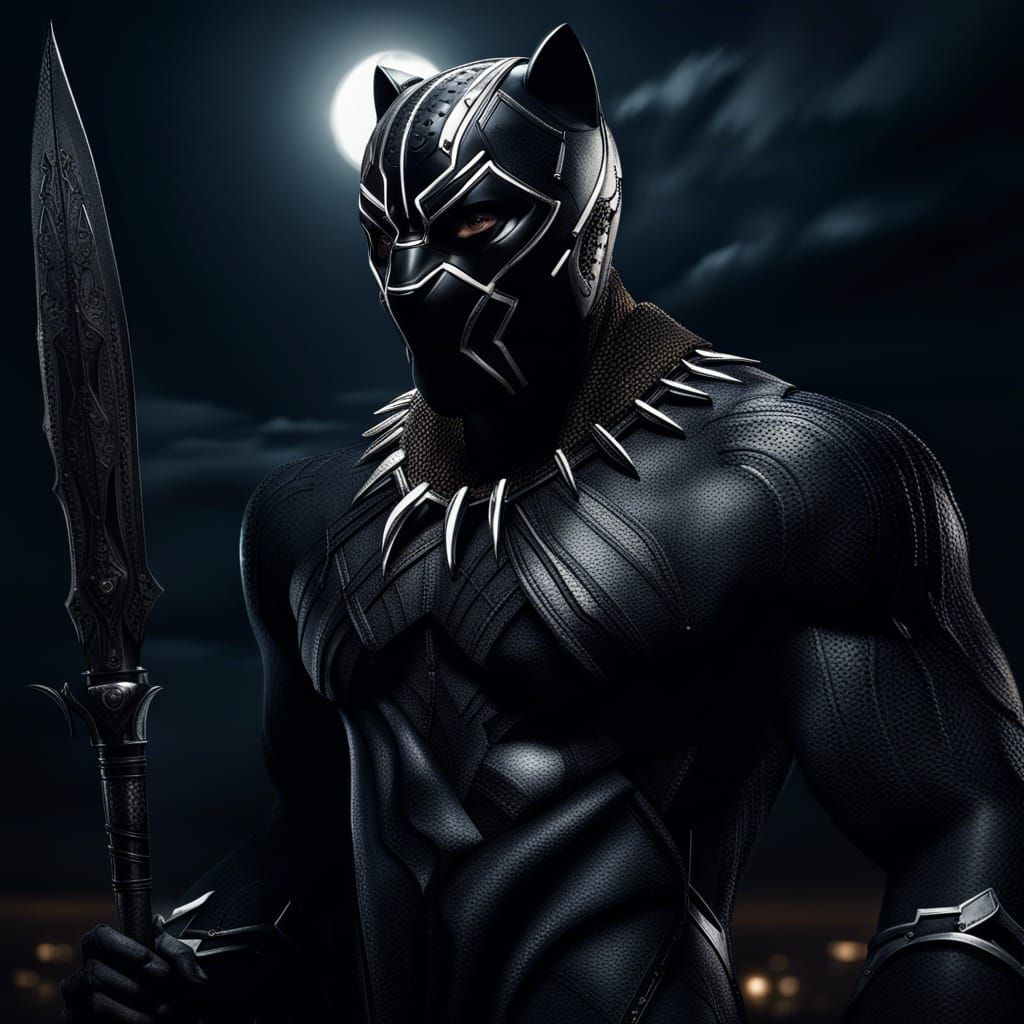 Black Panther Vampire Hunter in Hyperrealistic Style