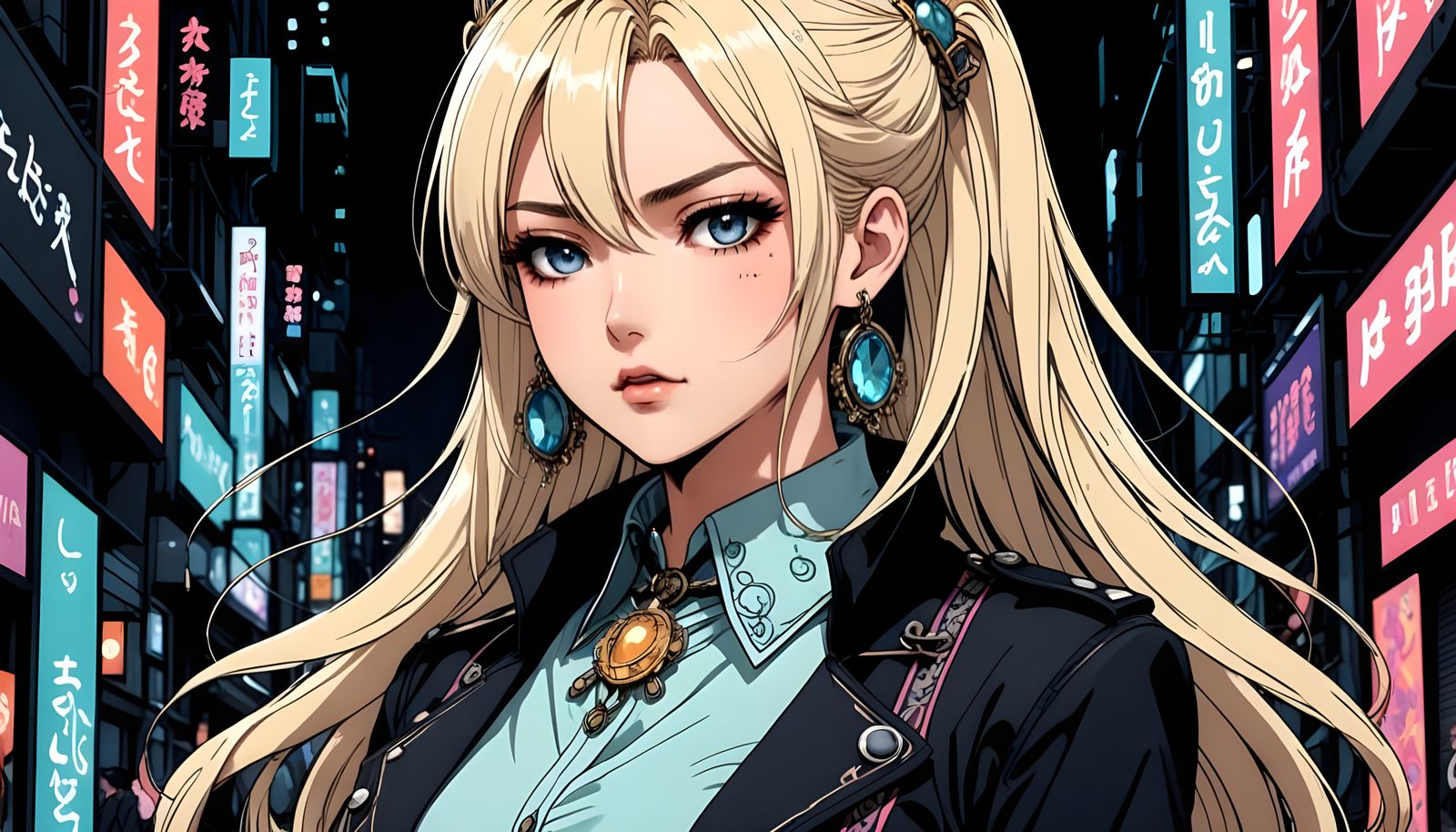 Surreal Anime Goddess with Twintails and Vibrant Hair