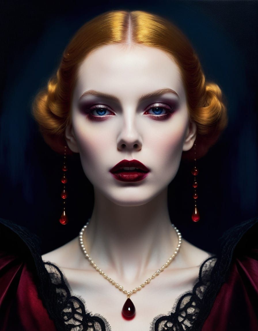 Gothic Vampire Portrait in Hyper-Realistic Style