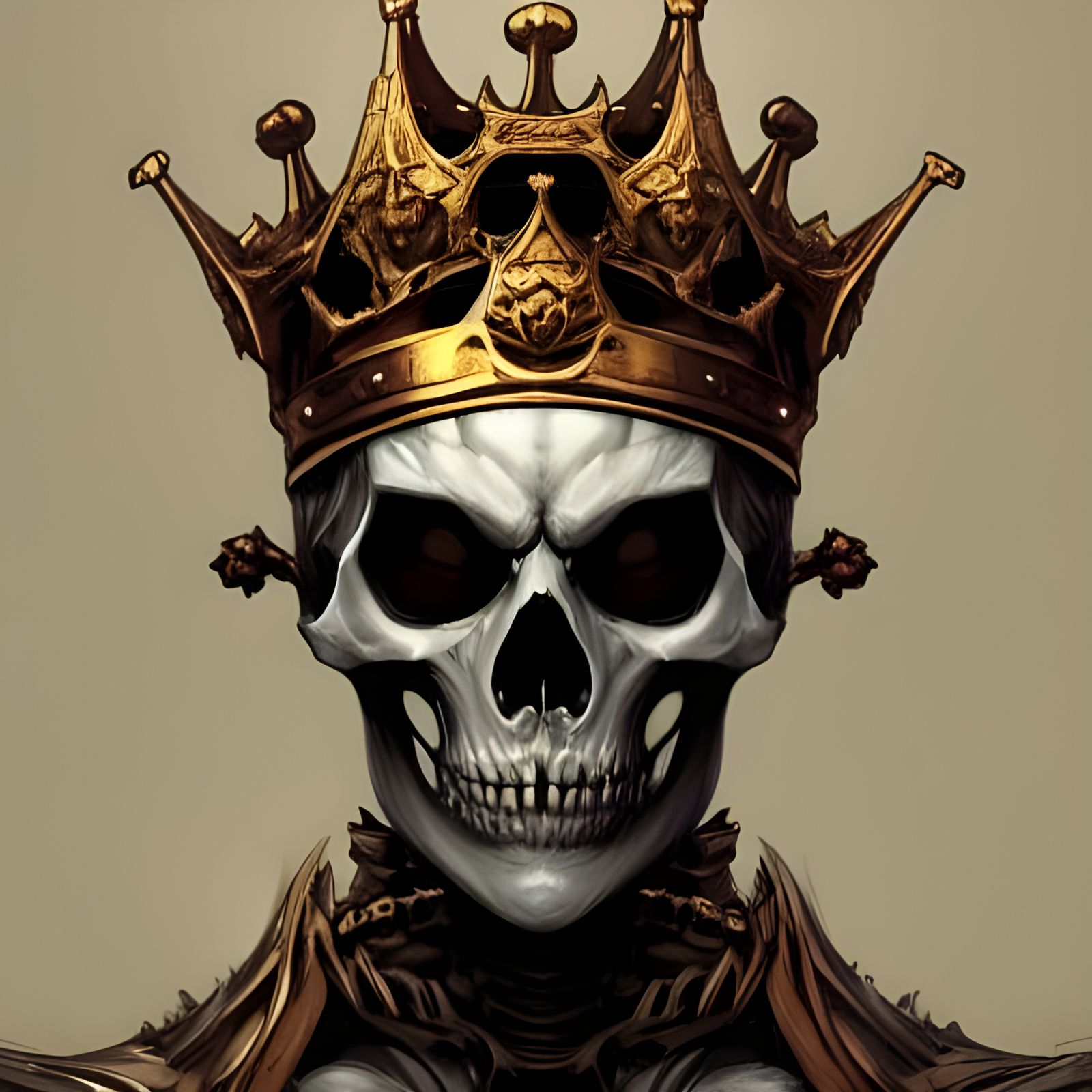 Skeleton King Crown Portrait in Hyperdetailed Style