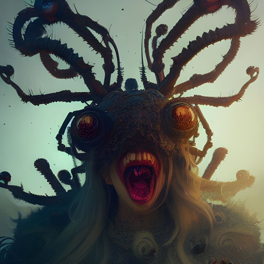 Terrifying Spider Goddess in Hyperdetailed Fantasy Art