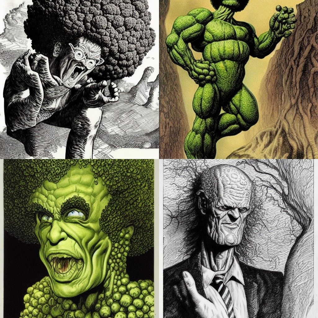 Mandelbroccoli Man in Dark Horror Style