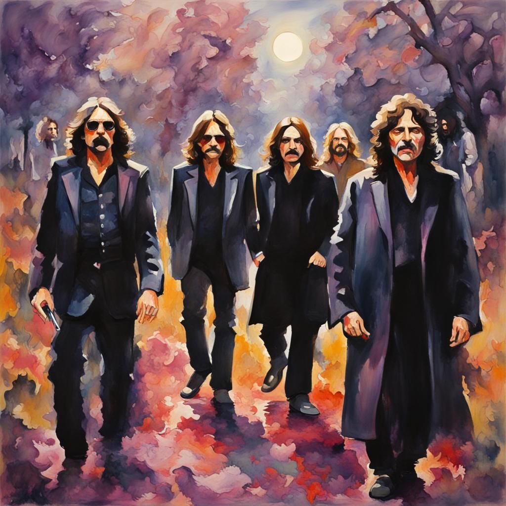 Black Sabbath in Gouache Style Impressionist Painting
