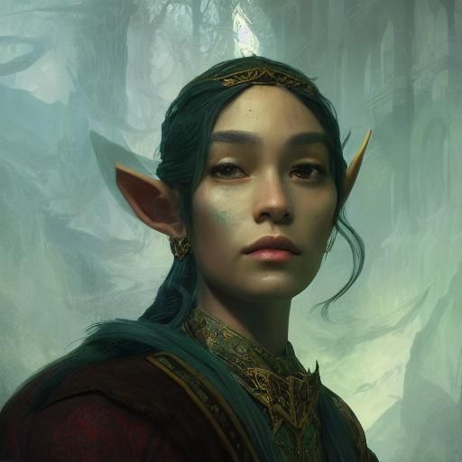 Elven Mystic Portrait in Hyperdetailed Artstation Style