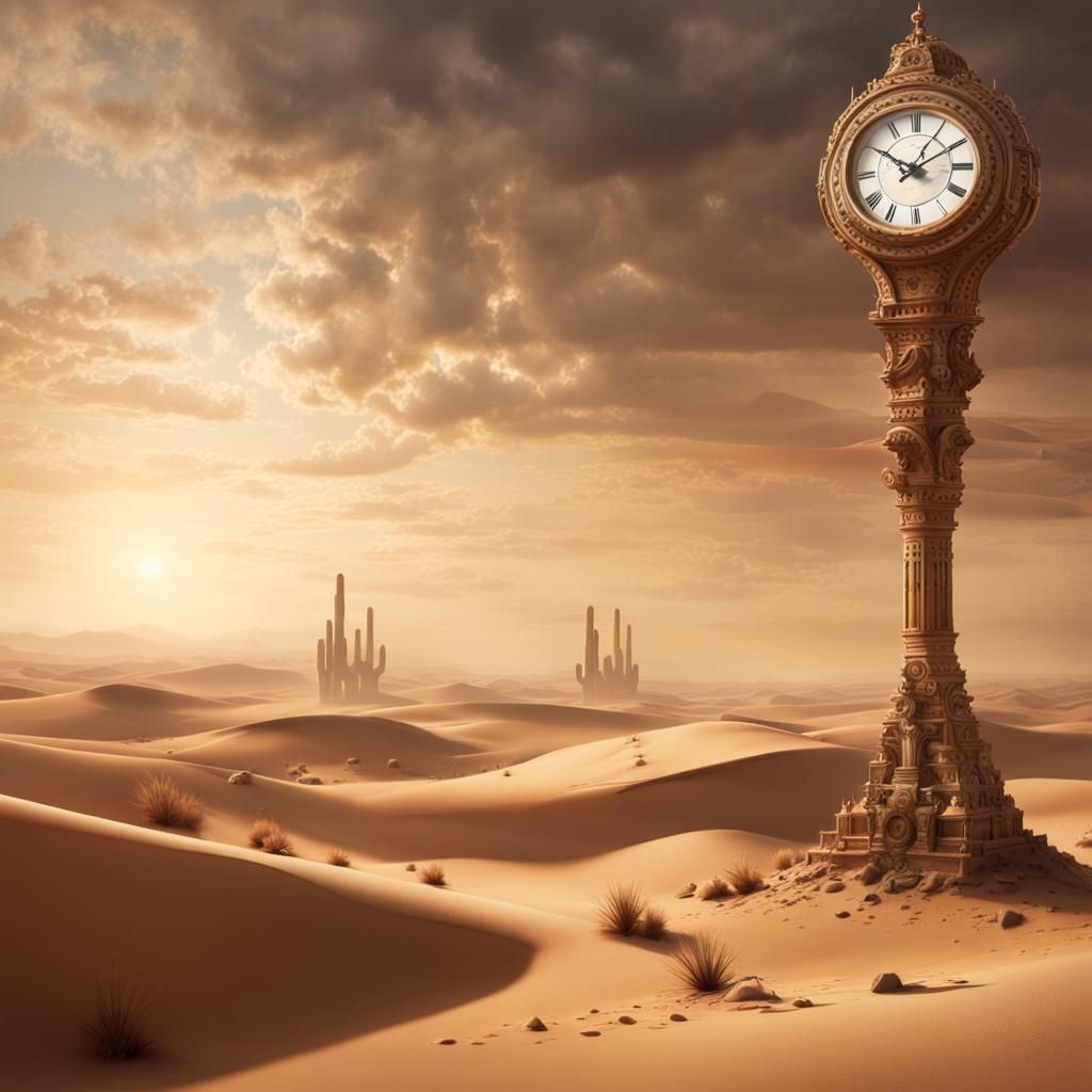 Desert Mirage: A Clock in an Epic Landscape