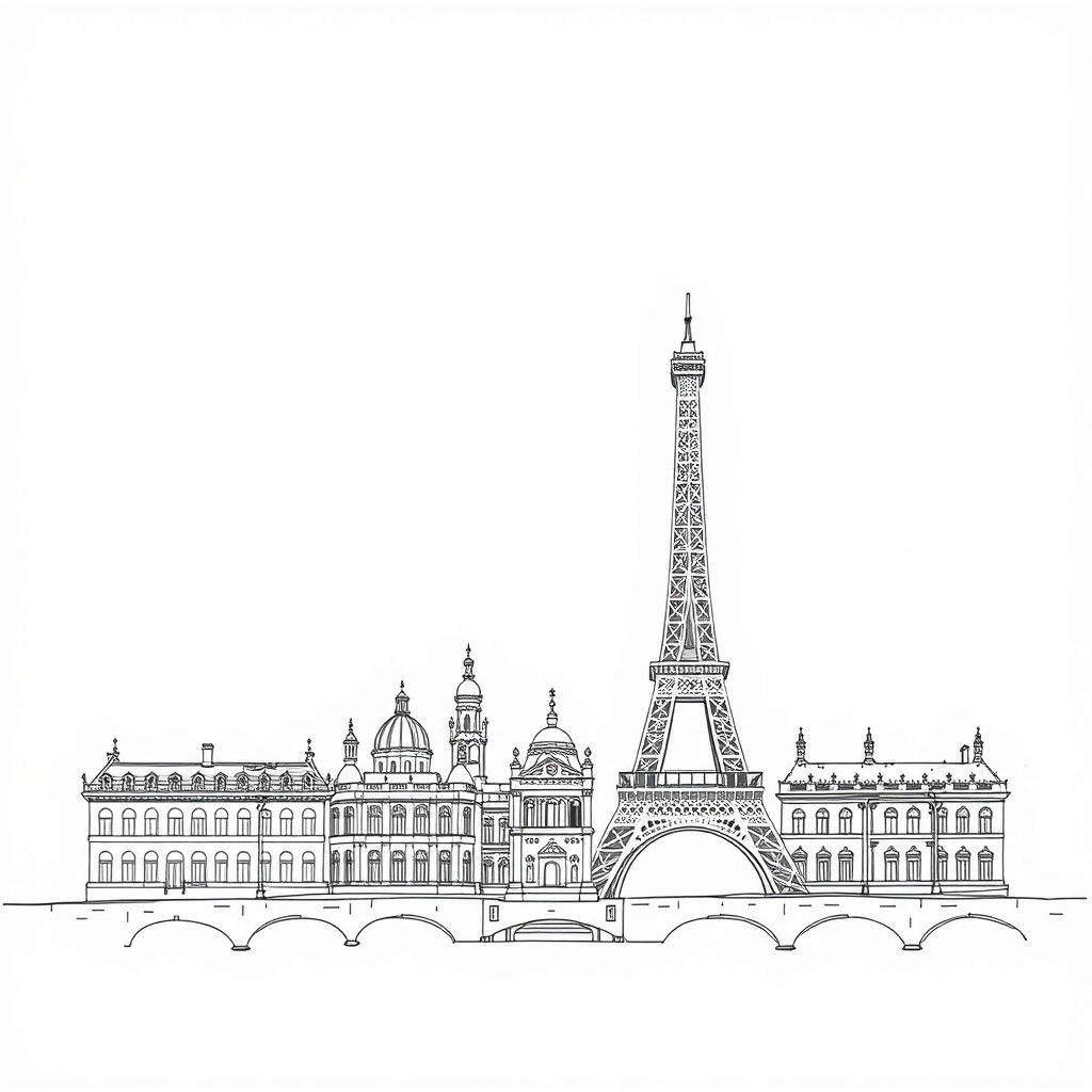 Minimalist Graphic Design of Paris Skyline