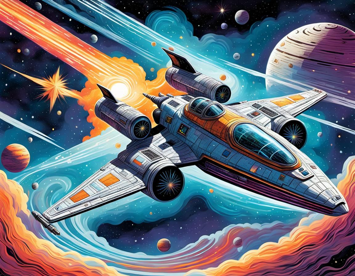 Star Cruiser Illustration in Sci-Fi Comic Style