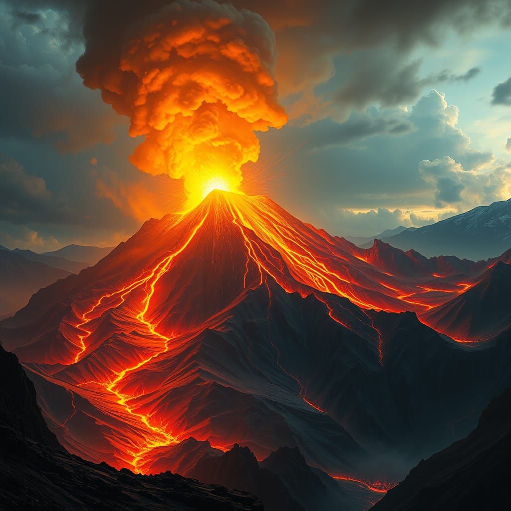 Volcano Erupts Liquid Light in Rainbow Fire