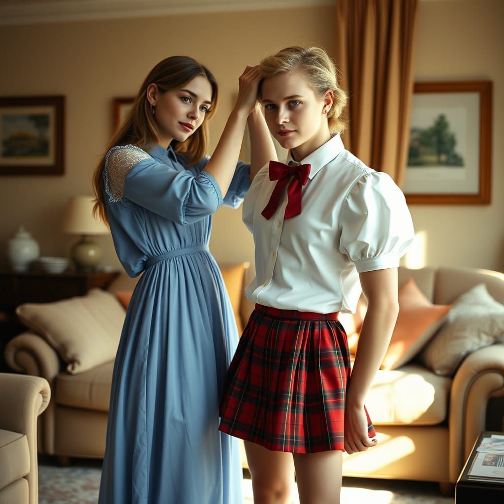 Romantic Crossdressing Moment in Elegant School Uniform