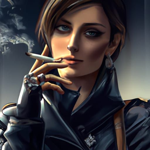 Detailed Portrait of a Woman Smoking