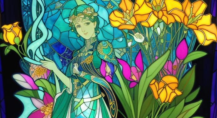 Art Nouveau Garden with Quartz Structures