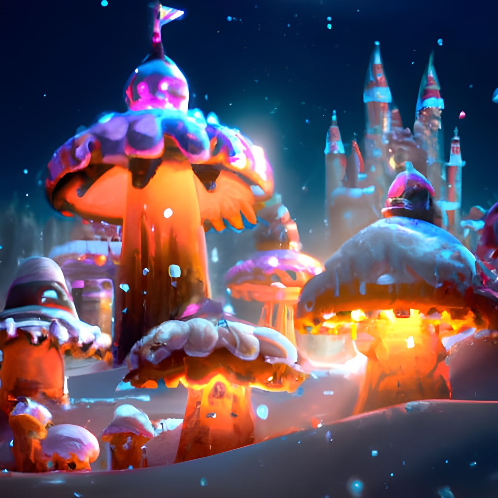Winter Fortress: Domes of Light in Snow