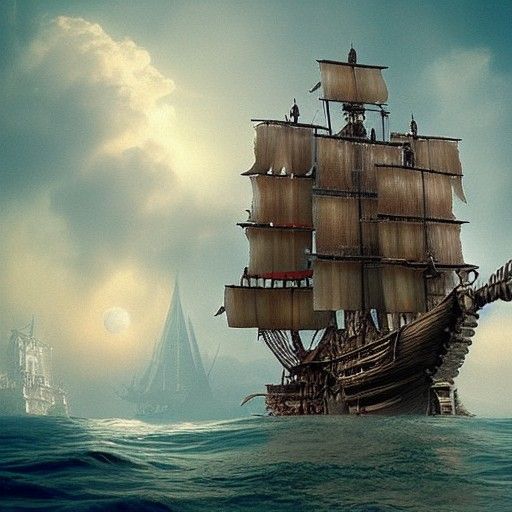 Pirate Ship in a Bottle Matte Painting