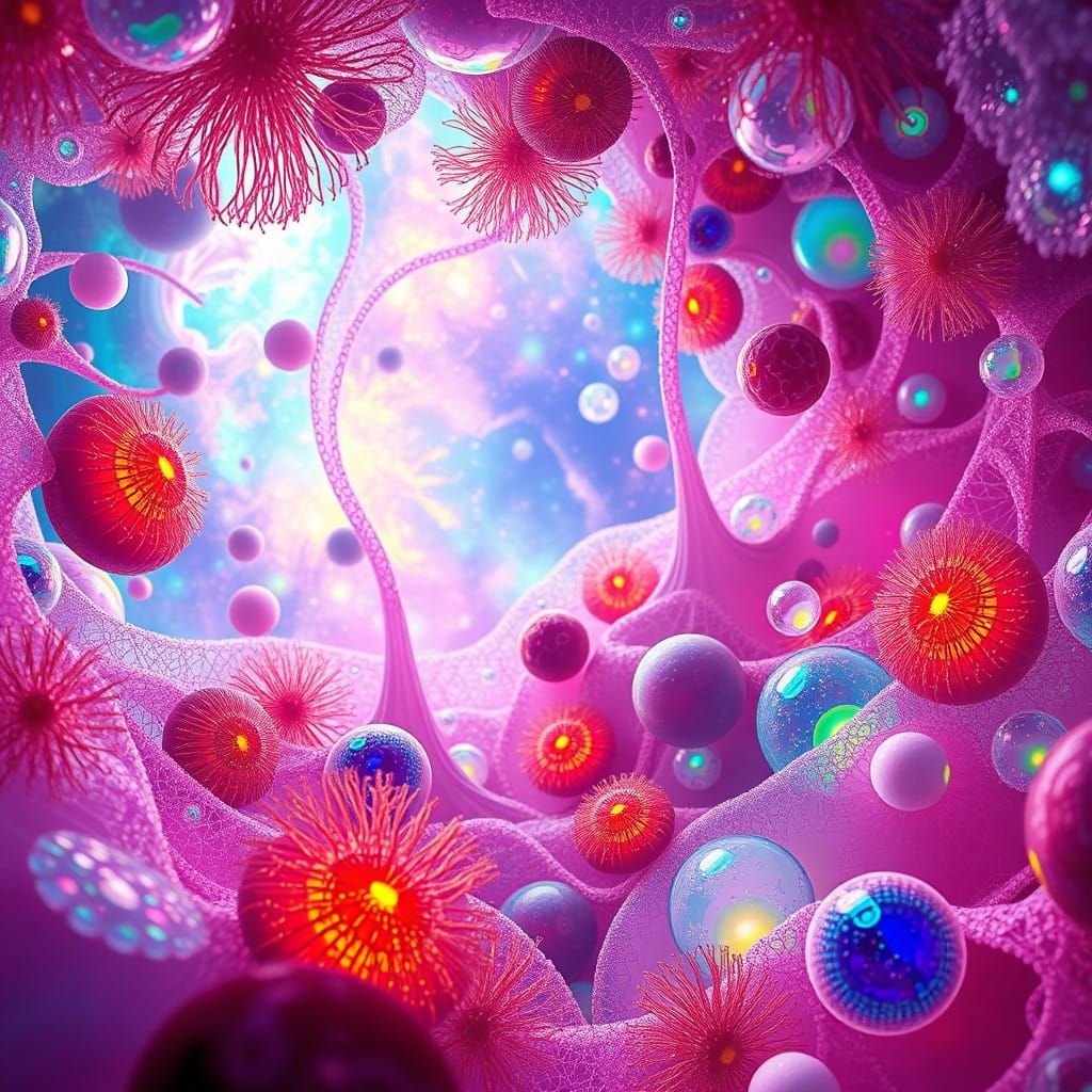 Vibrant, Iridescent Microcosm in Kaleidoscopic Dance