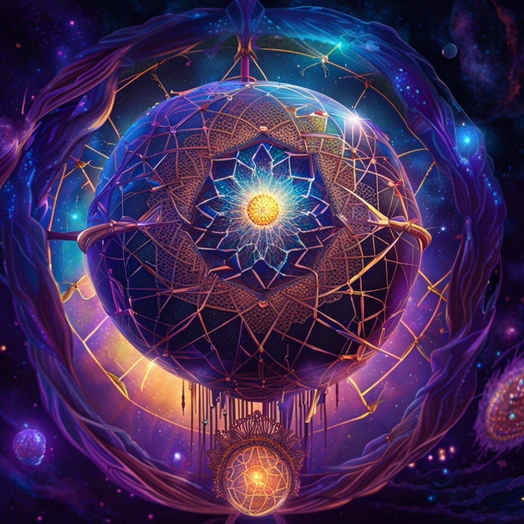 Dreamcatcher Dyson Sphere: Holographic Astral Illustration