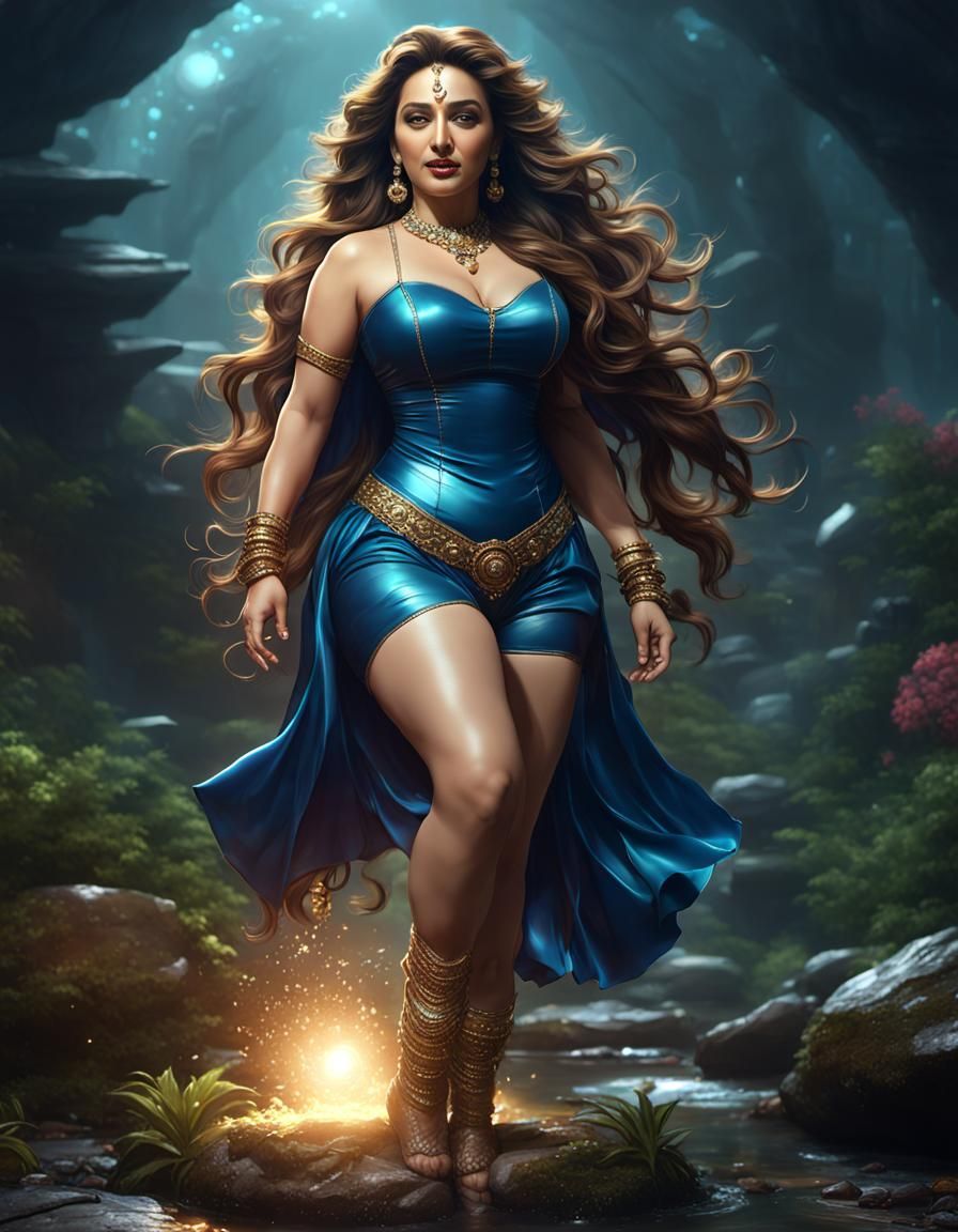 Curvy Indian Woman in Fantasy Art Style