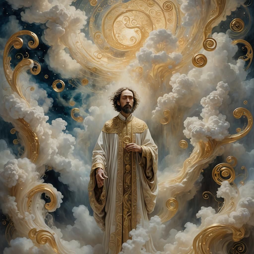 Mystical Being Amidst Forgotten Memories in Surrealist Style