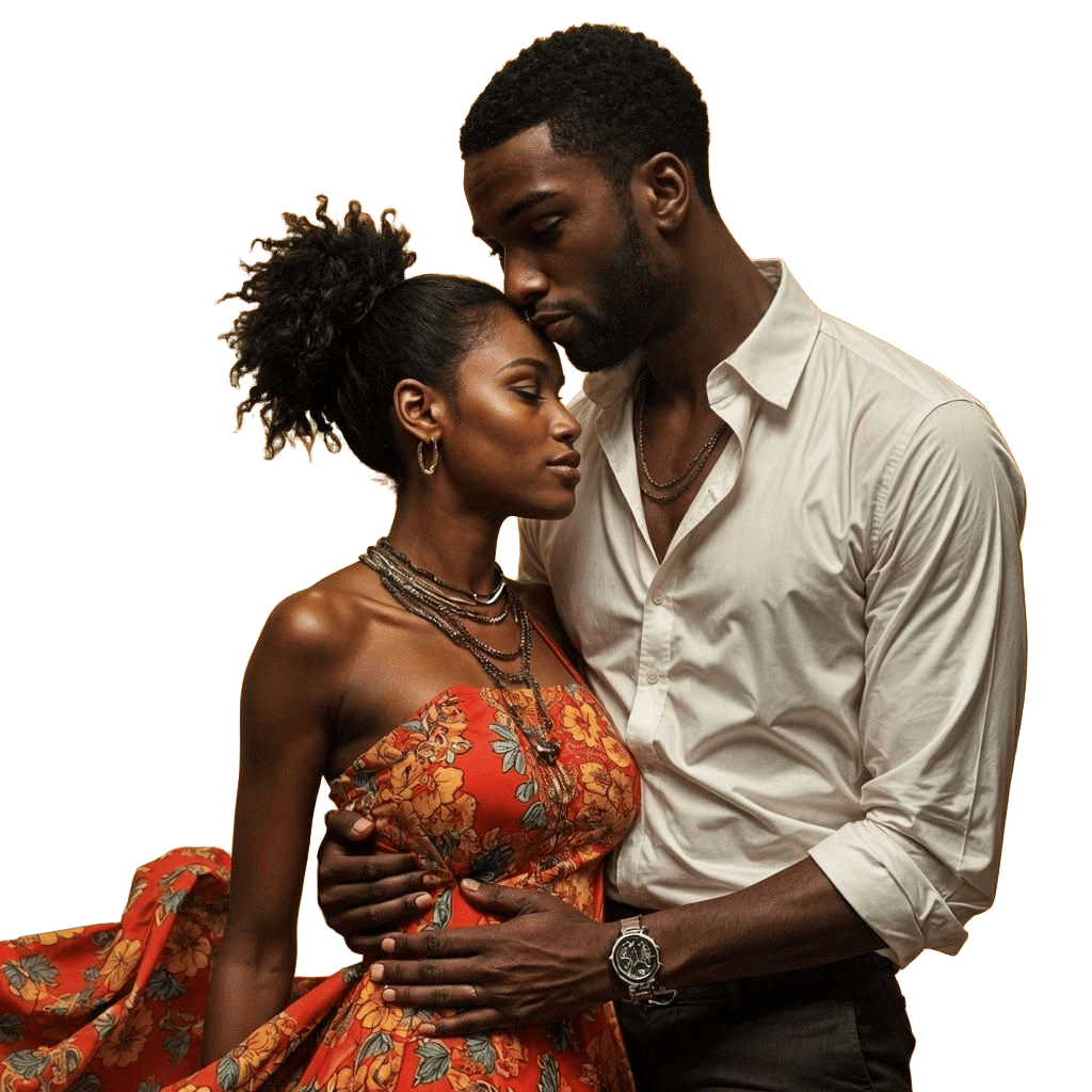 Powerful Black Man Holding His Partner