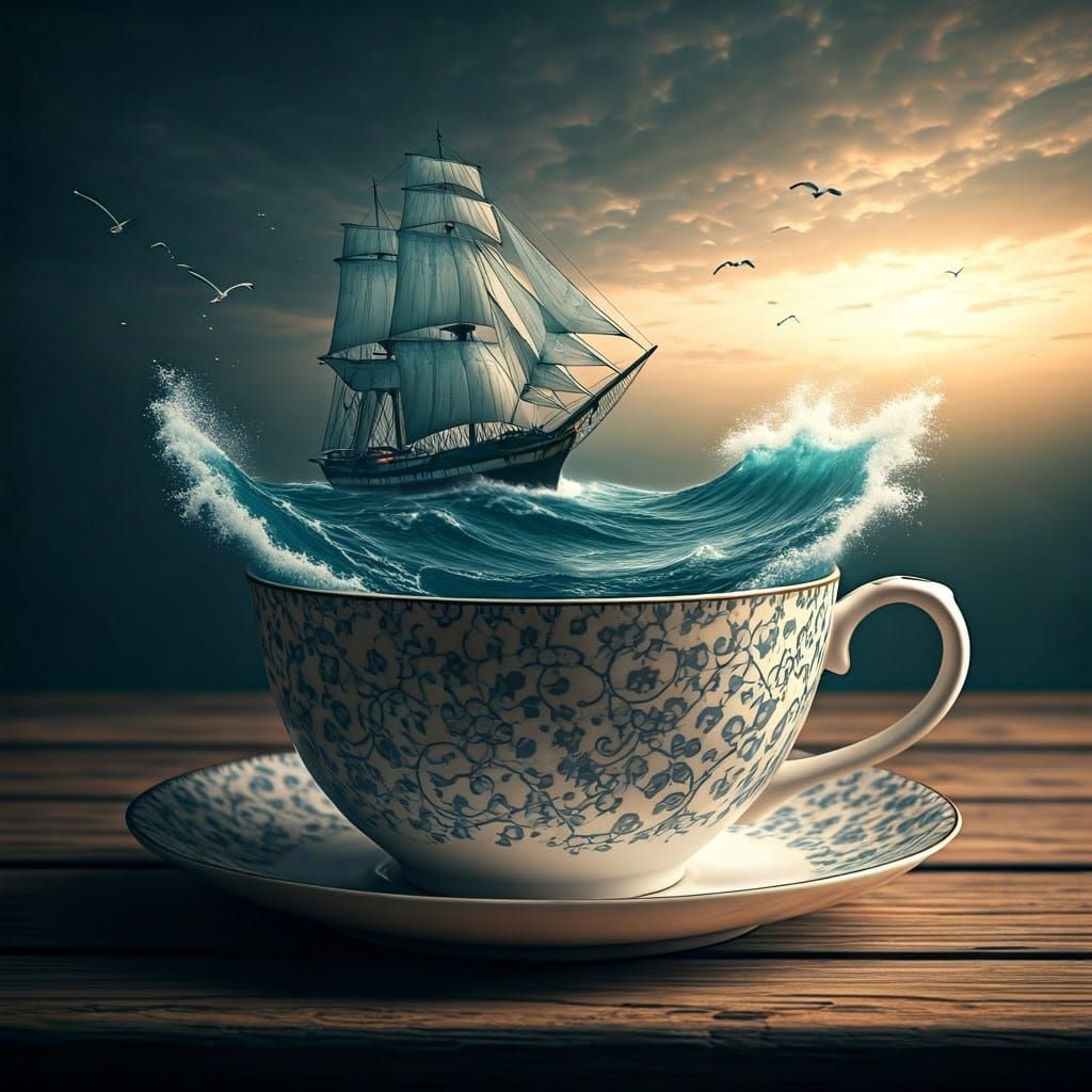Tempestuous Tea Cup Brigantine Sailing
