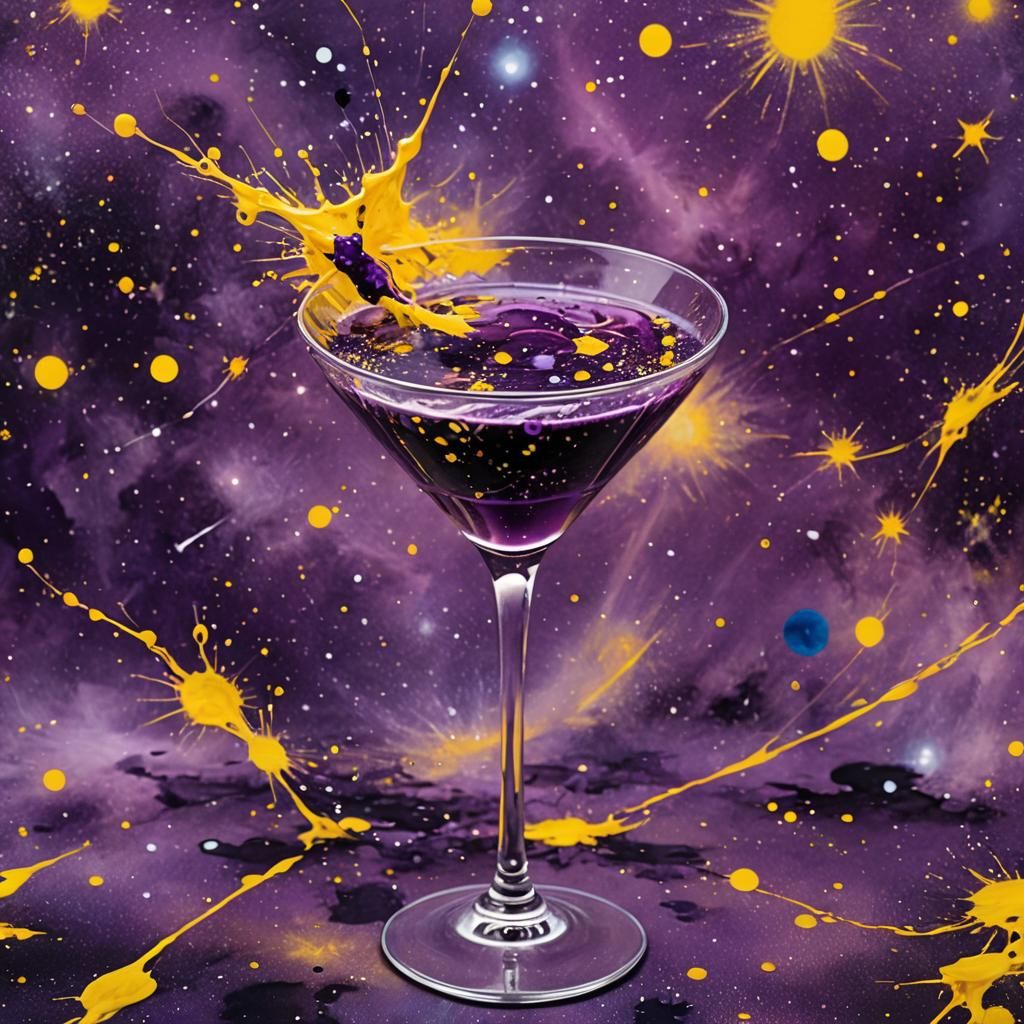 Cosmic Cocktail in Abstract Expressionist Style