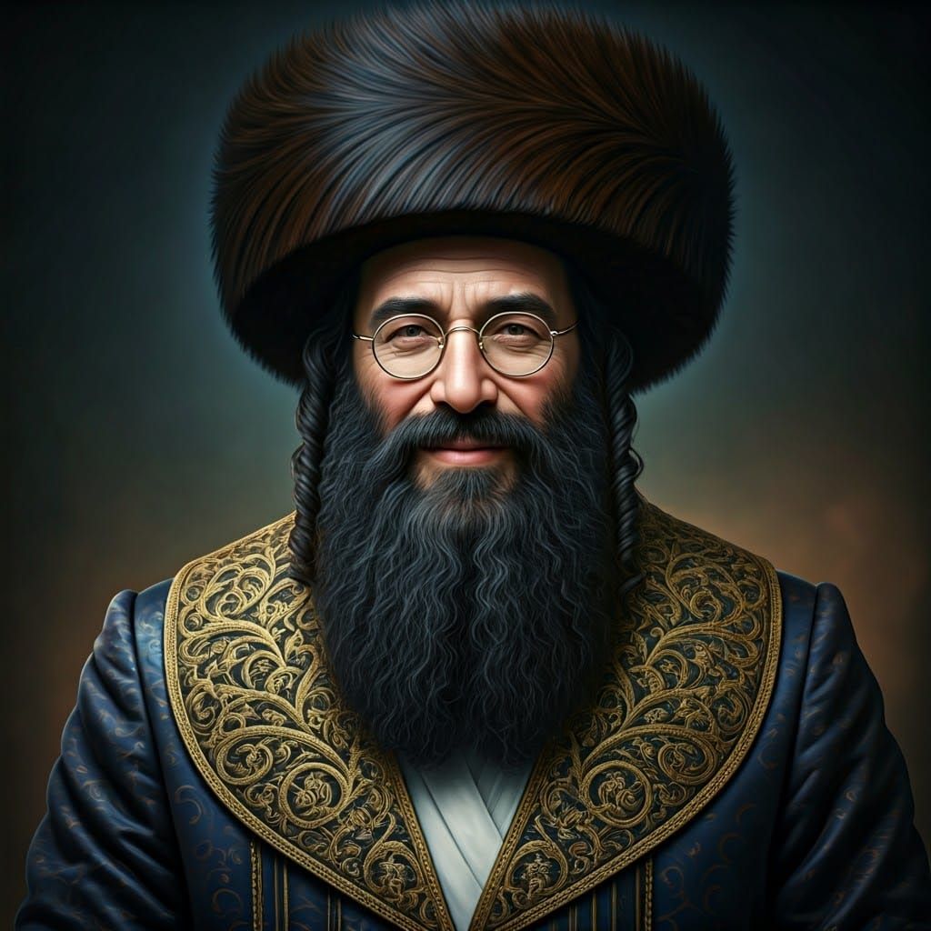 Orthodox Jewish Man Portrait in Art Nouveau Style