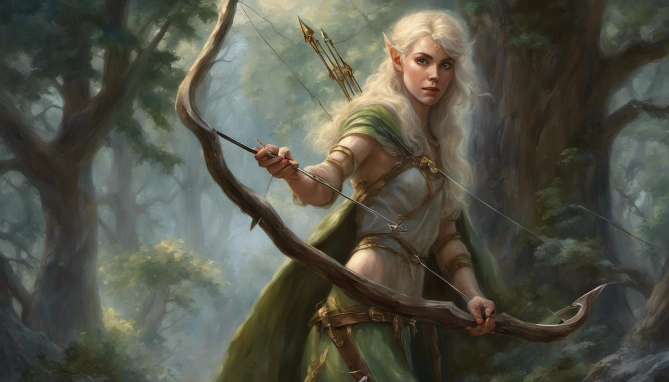 Blonde Elf Archer in Ethereal Forest