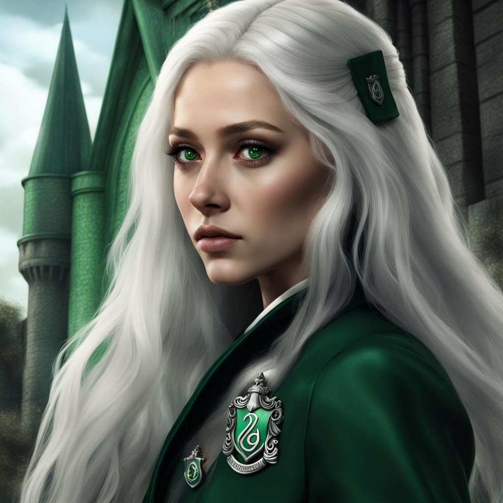 Slytherin Student at Hogwarts in Detailed Digital Painting