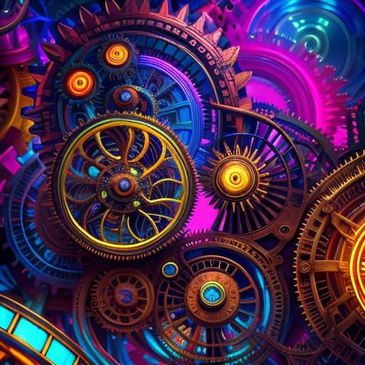 Bizarre Creature in Whimsical Machinery: Surreal Dreamscape