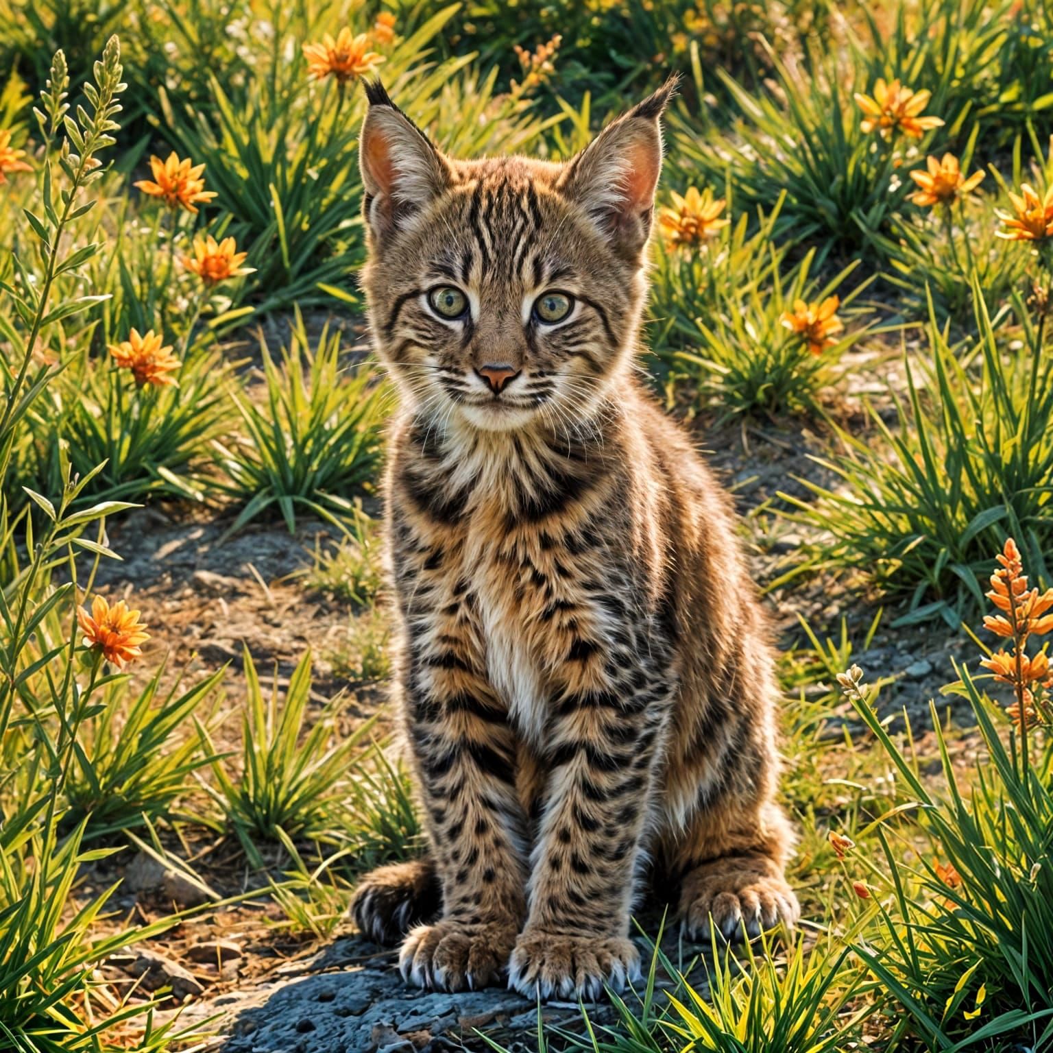 Adorable Bobcat Kitten Portrait: Wildlife Photography