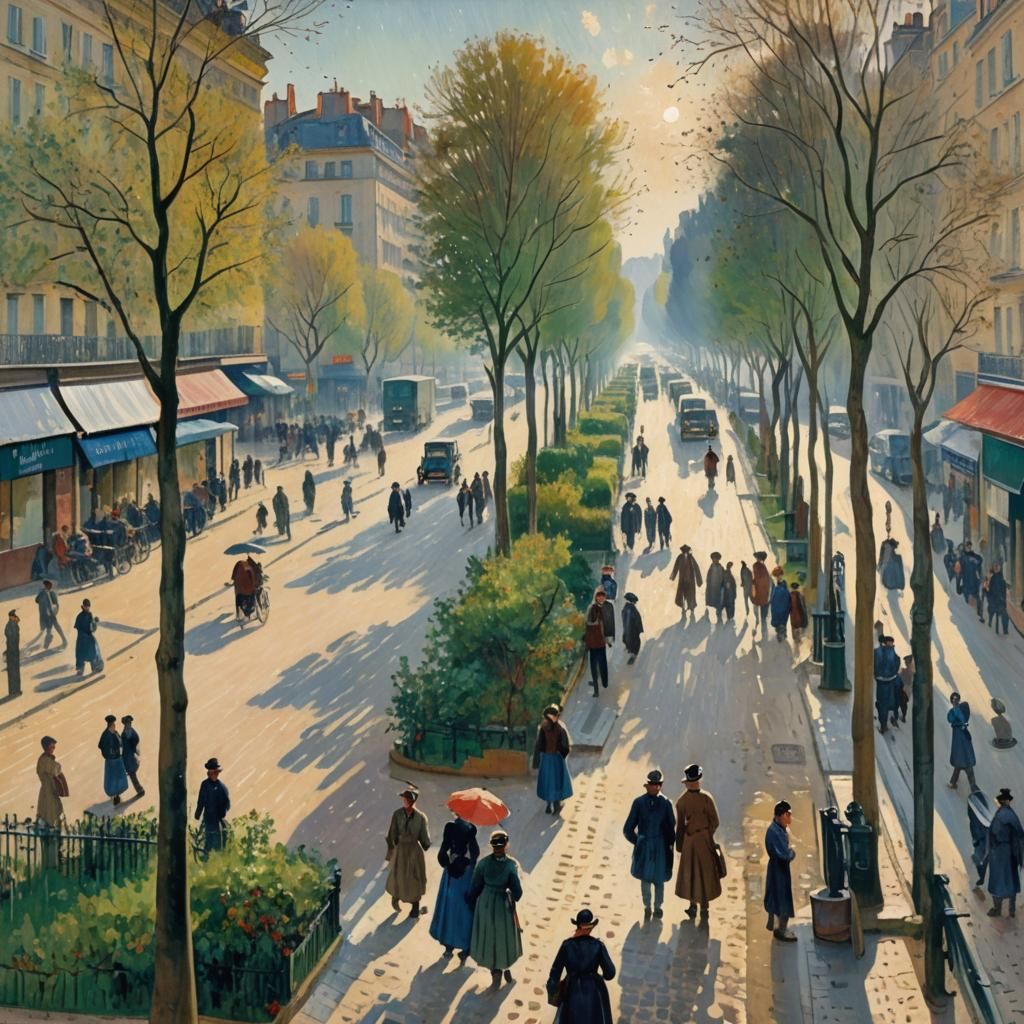 Impressionist Cityscape in Gouache Style