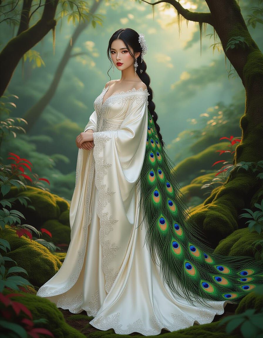 Ethereal Hmong Bride Portrait in Art Nouveau Style