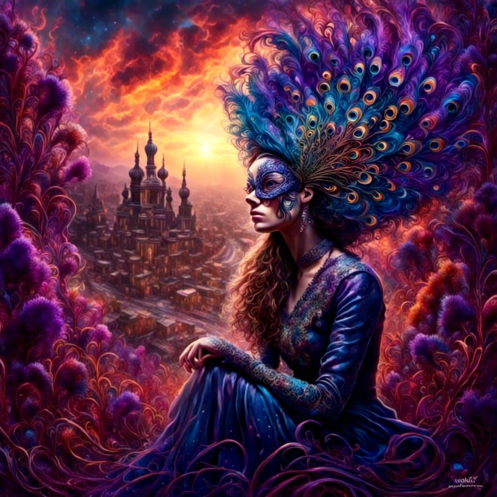 Hyperrealistic Woman in Lavender Field at Sunset