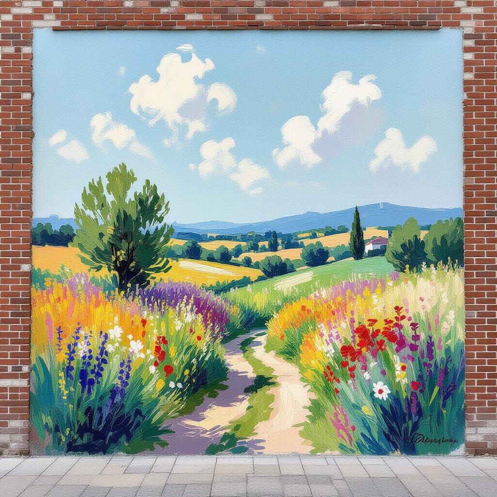 Impressionistic Mural Landscape with Soft Edges