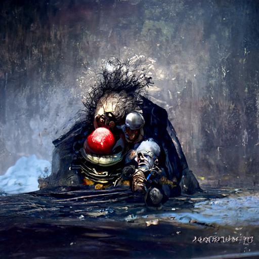 Horror Krusty the Clown in Engraving Style