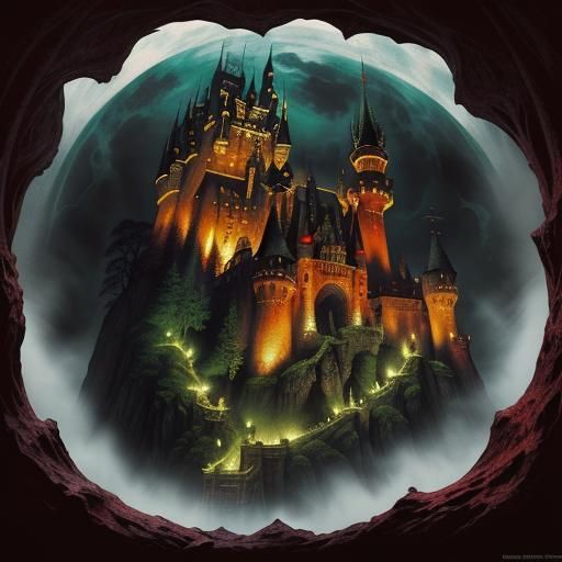 Dracula's Castle: A Horror Landscape Illustration