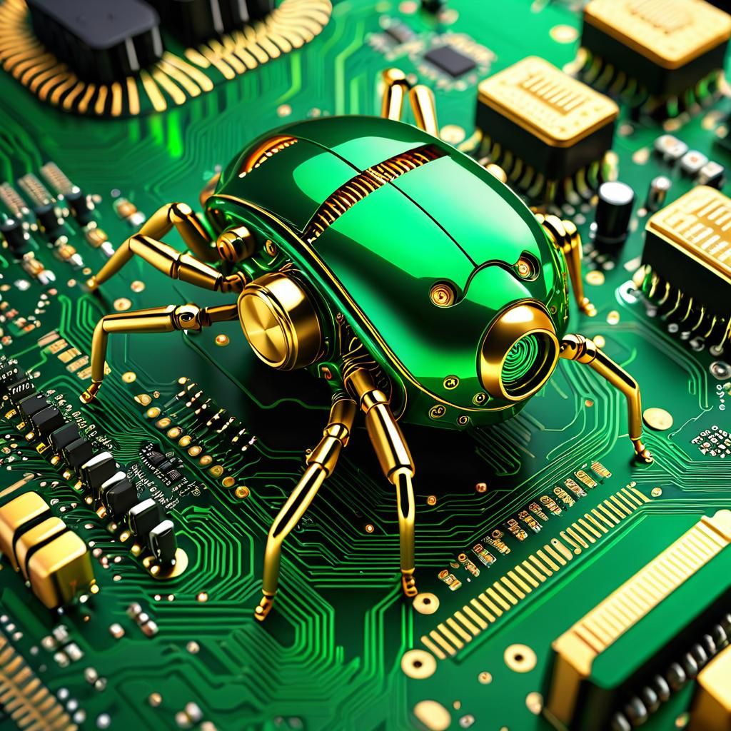 Circuit Board Beetle Robot in 3D Render