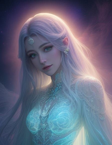 Celestial Being in Post-Ethereal Style with Cosmic Colors